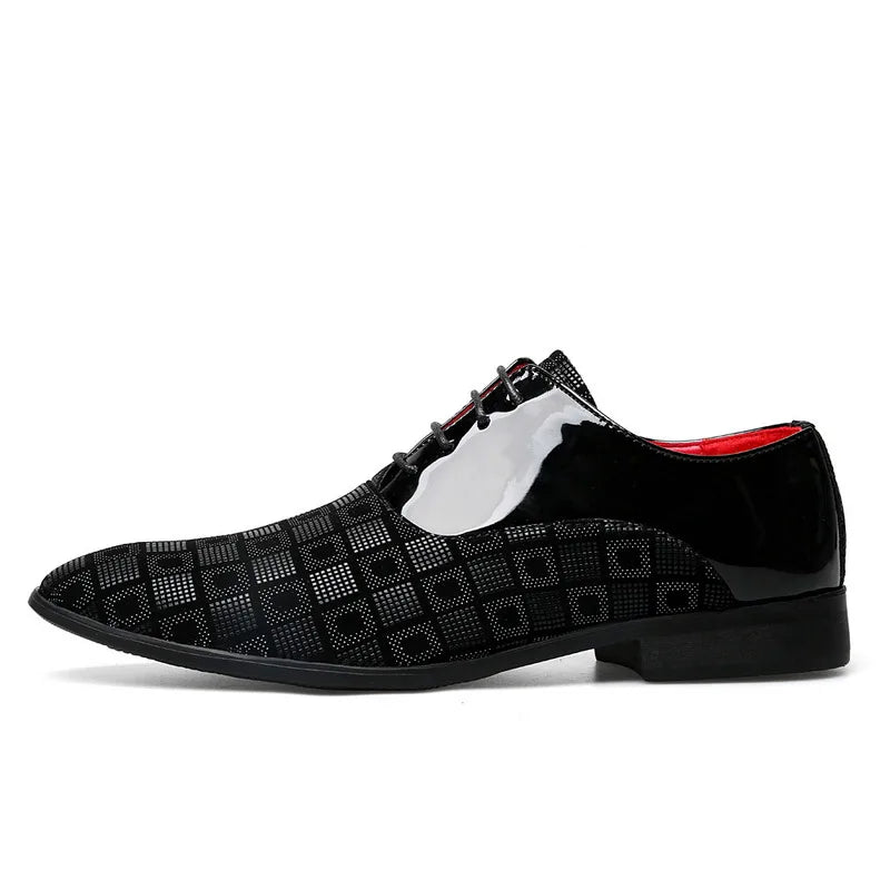 Elegant Red Men's Casual Leather Shoes Pointed-Toe Lace-up Men's Dress Shoes Comfortable Formal Shoes zapatos de vestir hombre
