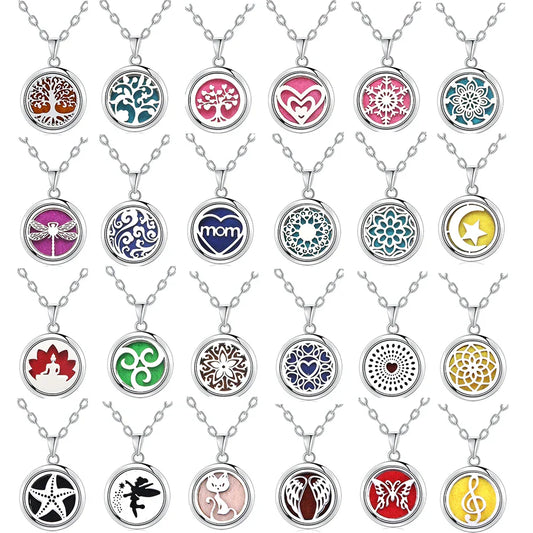 New Tree Of Life Aromatherapy Necklace Stainless Steel Essential Oil Diffuser Amulet Perfume Locket Pendant Women Jewelry Gift