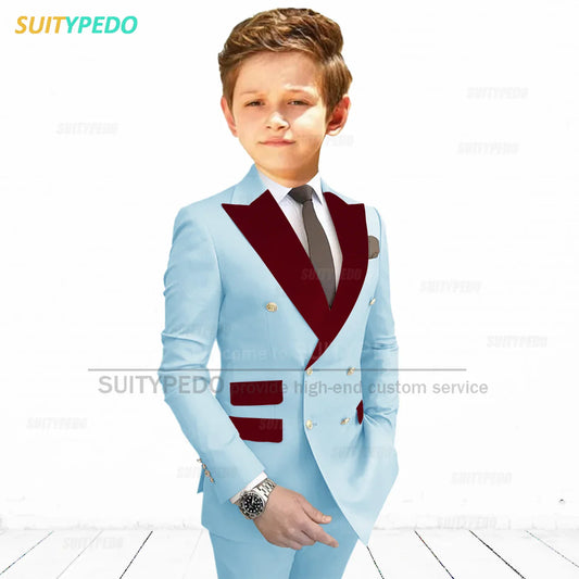 Boys’ Two-Piece Single-Button Suit in Solid Colors for Weddings