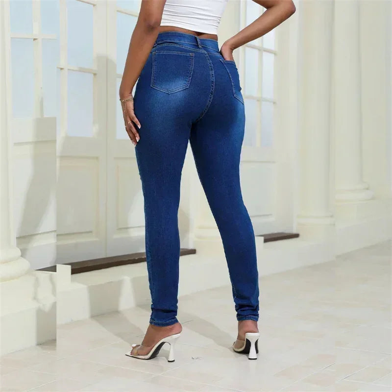 Women Slim Fit Hip Lift Pencil Jeans Casual Denim Pants