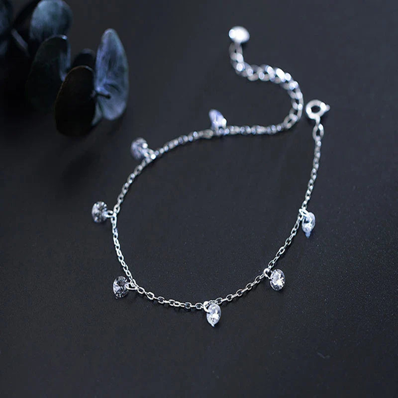 925 Sterling Silver Clear CZ Shining Chain Bracelet Geometric Lobster Lock Bracelet for Women Fashion Female Jewelry