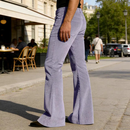 Men's Corduroy Flare Pants Vintage High Waist Bell Bottom Trousers Retro 70s Style Casual Pants for Daily Wear Streetwear