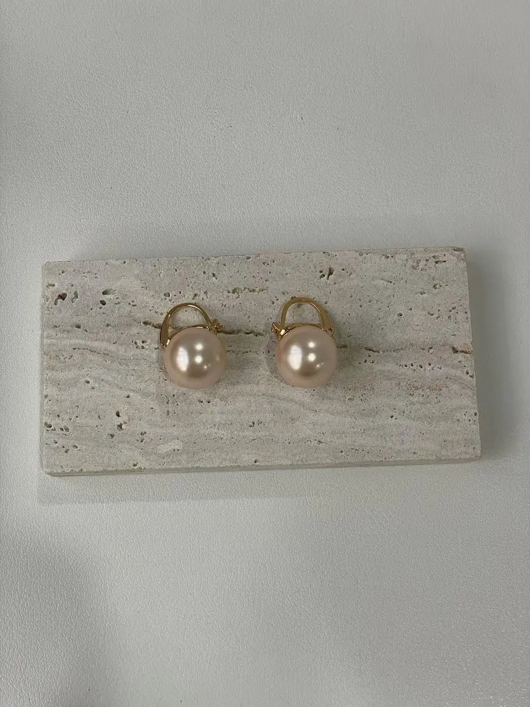 925 Sterling Silver Earring Pink Color Pearl Earring For Women Wedding Party Gift Fashion Jewelry 12-14mm Shell Pearl