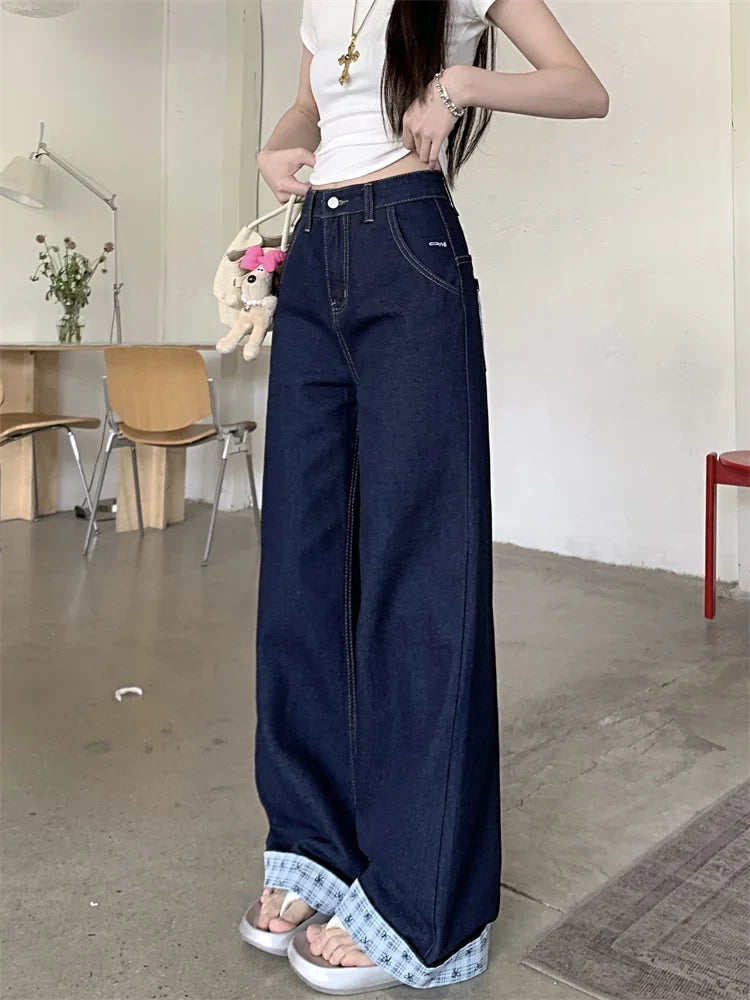 Women High Waist Wide Leg Loose Straight Denim Pants