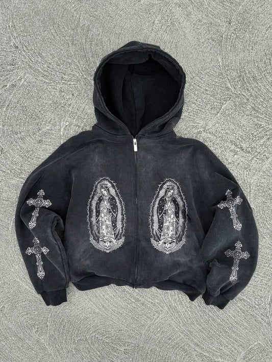 New Trend Hoodie Y2K Personalized Printed Sweatshirt Men's Harajuku Jacket Gothic Zipper Casual Sportswear Loose Fashion Hoodie