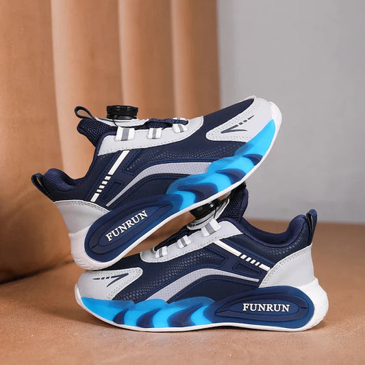 A pair of children's four-season leather basketball shoes, comfortable and soft sneakers, size 28-39,YY-28005