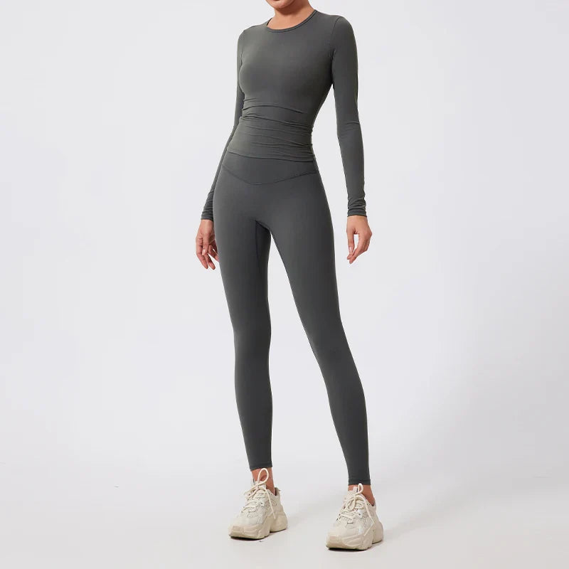 2Pcs Sets Gym Clothes Sports Outfit Suit Women Outdoors Workout Tights Set Yoga Wear Female Running Training T-Shirt