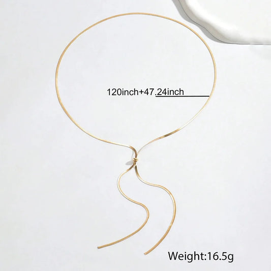 Punk Long Flat Snake Bone Chain Necklace for Women Stainless Steel Gold Color Y-Shaped Necklace Fashion Charms Jewelry Wholesale