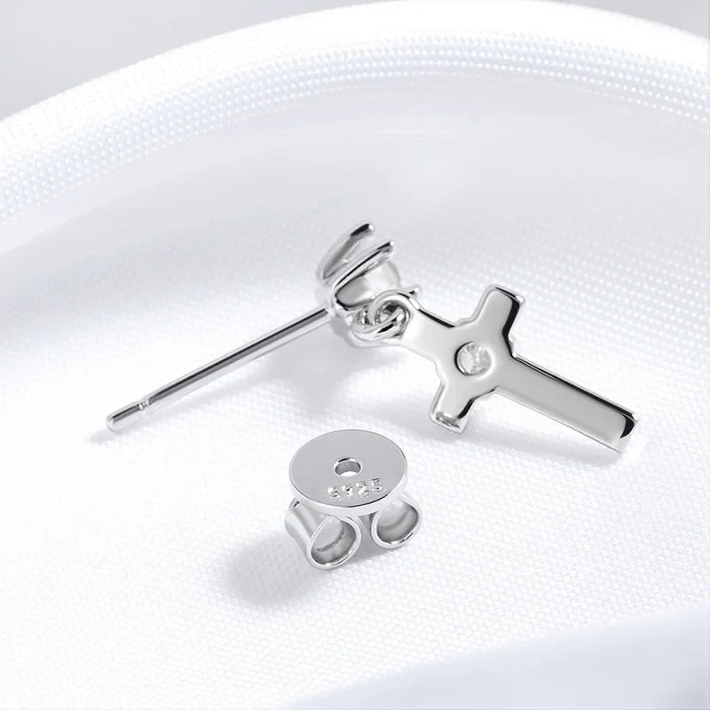 Cross Dangle All Moissanite Drop Earrings for Women D Color VVS1 Lab Diamond Jewelry Hip Hop Real S925 Sterling Silver