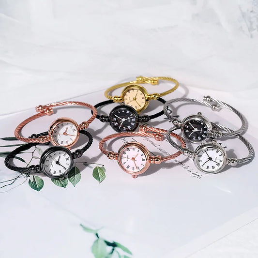 Women Bracelet Watch Retro Gold Bangle Women Watches Stainless Steel Retro Ladies Quartz Wristwatch Clock Dress Watch