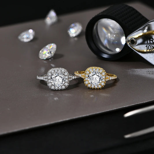 7.0mm Round Cut Moissanite Ring for Women D VVS1 1.2CT Lab Diamond S925 Sterling Silver Engagement Wedding Jewelry Gift