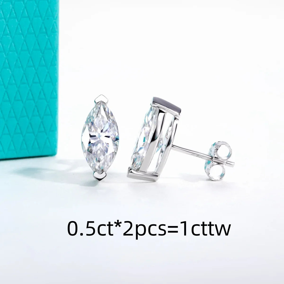 1cttw-6cttw Marquise Moissanite Earrings 925 Sterling Silver D Color VVS1 Moissanite Classic Stud Earring for Woman
