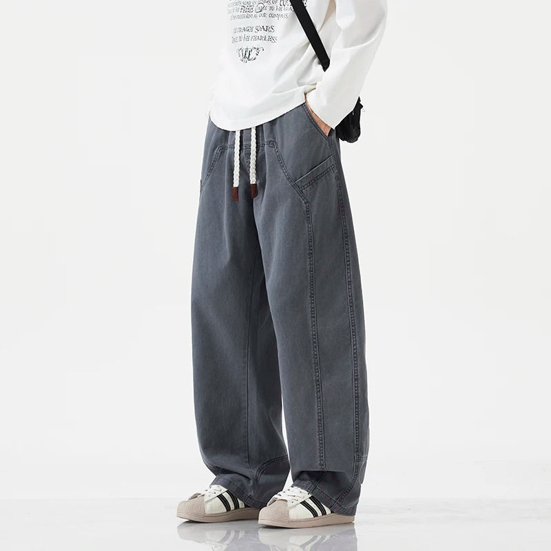 High Quality 100% Cotton Work Pants Men Casual Straight Trousers Y2K Man Plus Size Cargo Pants Fashion Solid Workout Pants