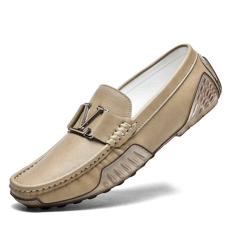 High Quality Men's Casual Leather Shoes Cowhide Loafers Soft Luxury Pea Shoes Color Genuine Leather Men's Flats Driving Shoes