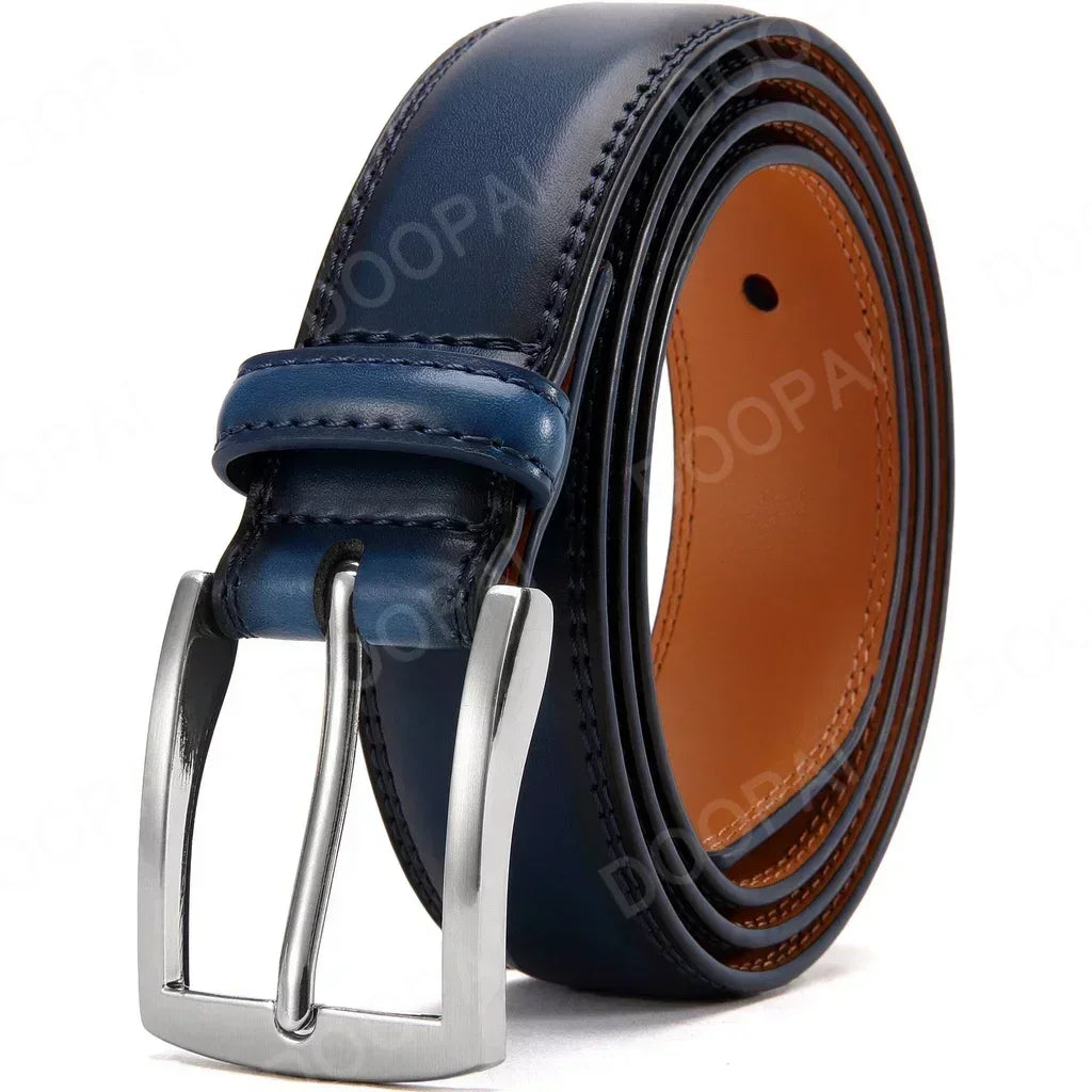 Men Belts High Quality Genuine Leather LONG Large Pin Buckle Metal Automatic Buckle Male Belts Strap Male