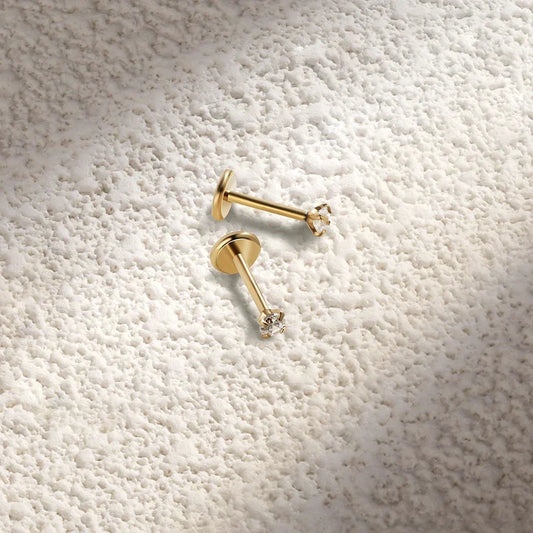 2/8PCS Stainless Steel Eearring Nose Stud Cartilage Piercing Jewelry Helix Tragus Lip Flat Back Tiny Earrings for Women 18G