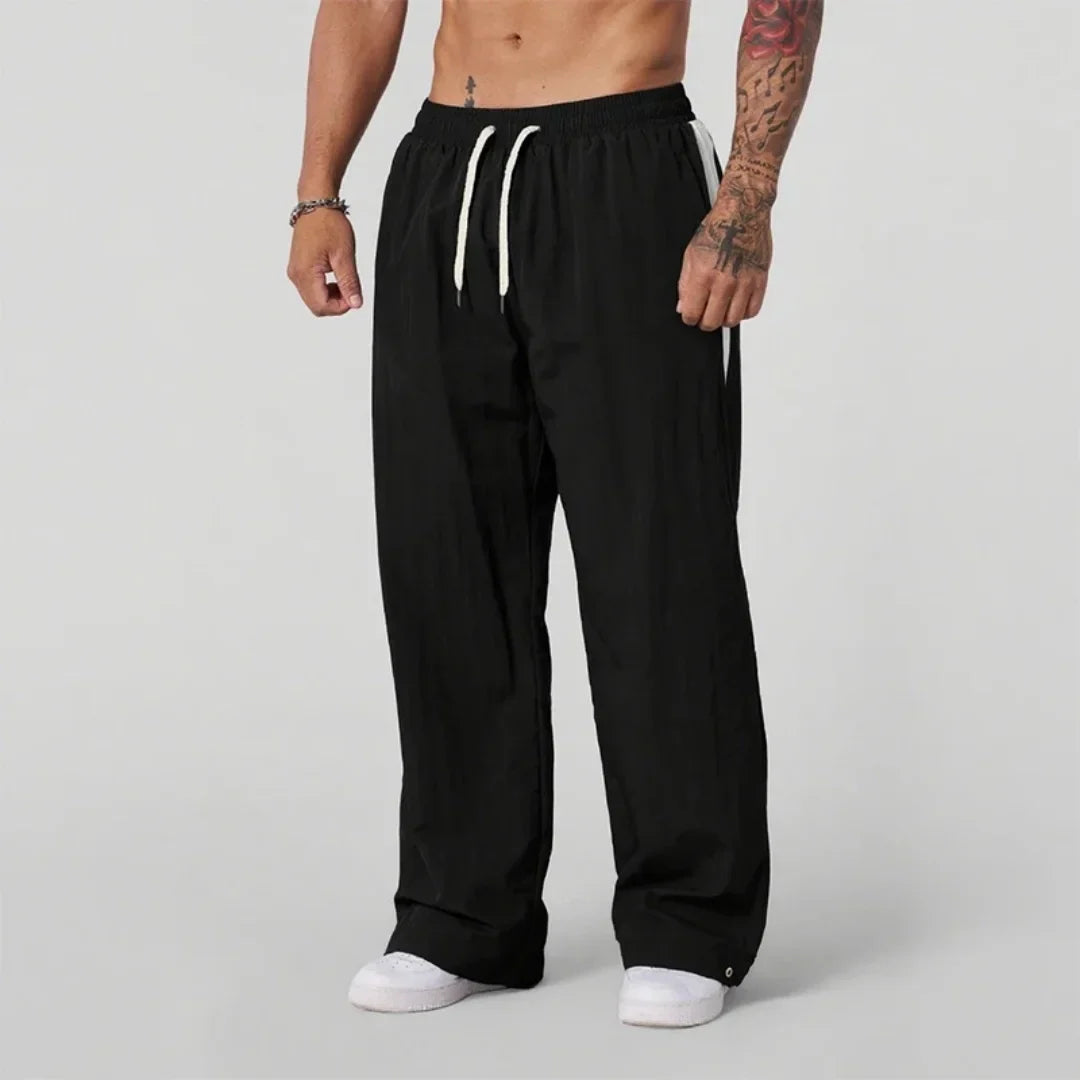 2025 Autumn New Track Pants Men's Loose Casual Pants Wide Leg Trendy Sports Splicing Breathable Pants American Sports Pants