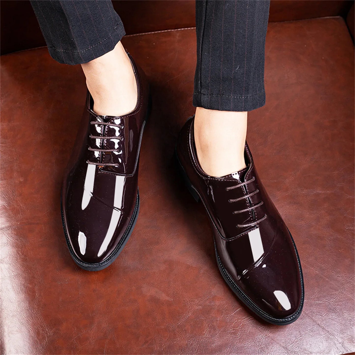 Men's Dress Shoes Classic Modern Formal Business Oxford Shoe X Stripe Comfortable Tuxedo Casual Lace-up Formal Shoes