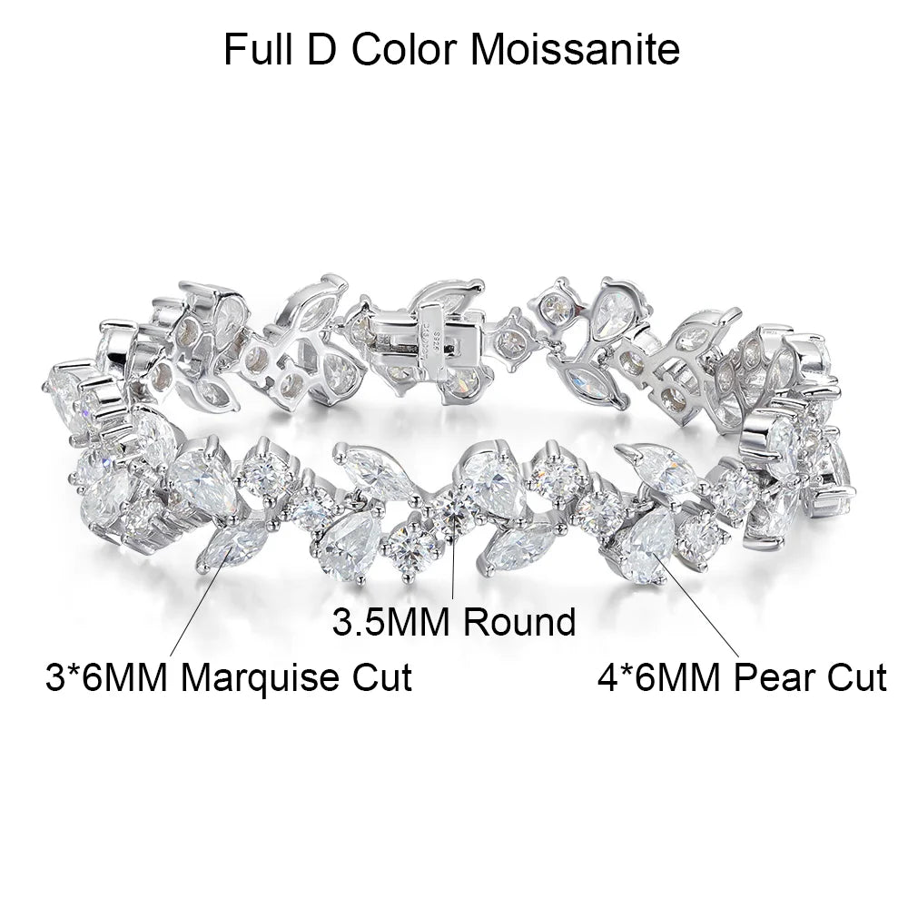Marquise/Pear Cut Full Moissanite Bracelet For Woman S925 Silver 18K Gold D Color Lab Diamond Bracelet Fine Jewelry