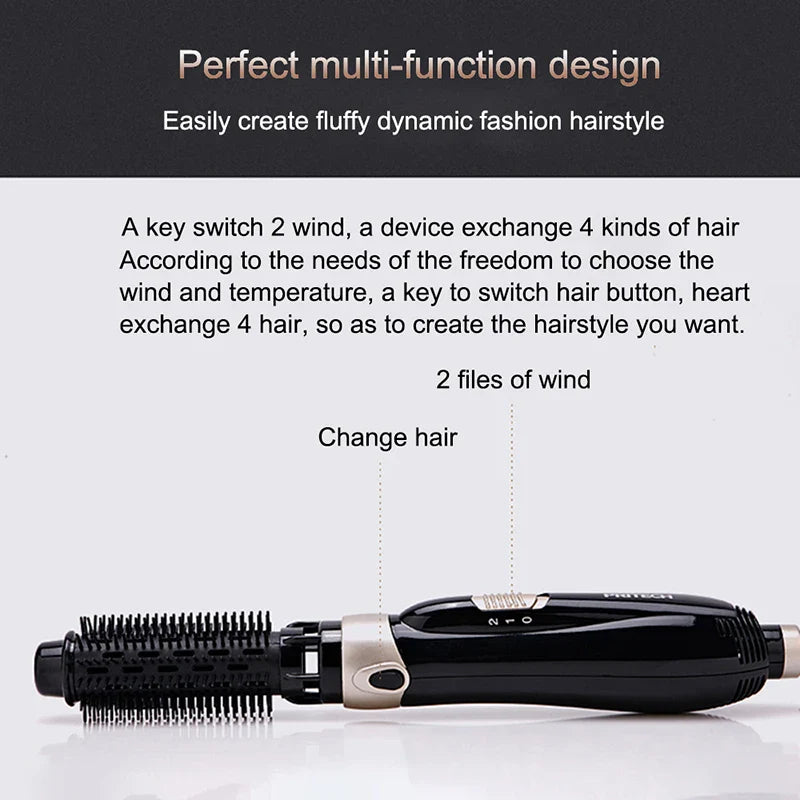 Multi-functional salon hot air hair dryer brush set, hair curler comb, interchangeable brush head, automatic hair curler