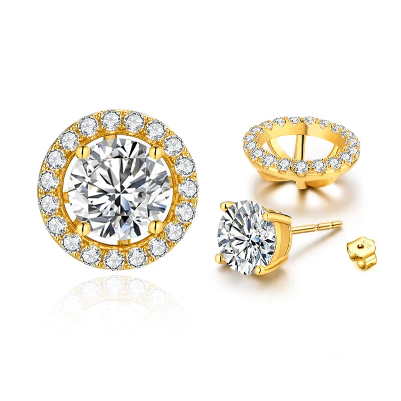 New Chamrs 1.0 Carat Moissanite D Color Diamond Detachable Stud Earrings for Women Solid 925 Sterling Silver Jewelry