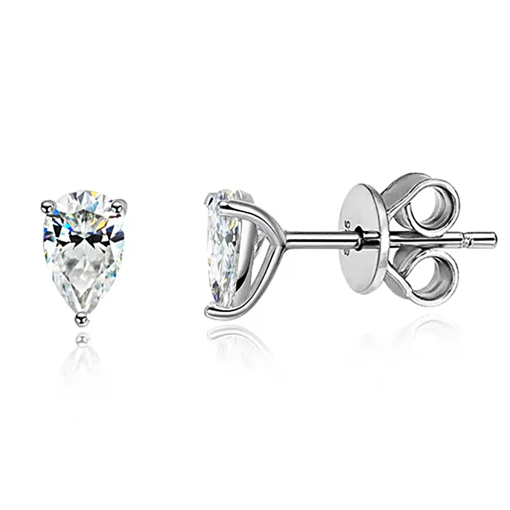 Certified Water Drop Moissanite Stud Earrings for Women Men 0.5/1/2/4CT 925 Silver Solitaire Pear Cut Lab Diamond Ear Studs