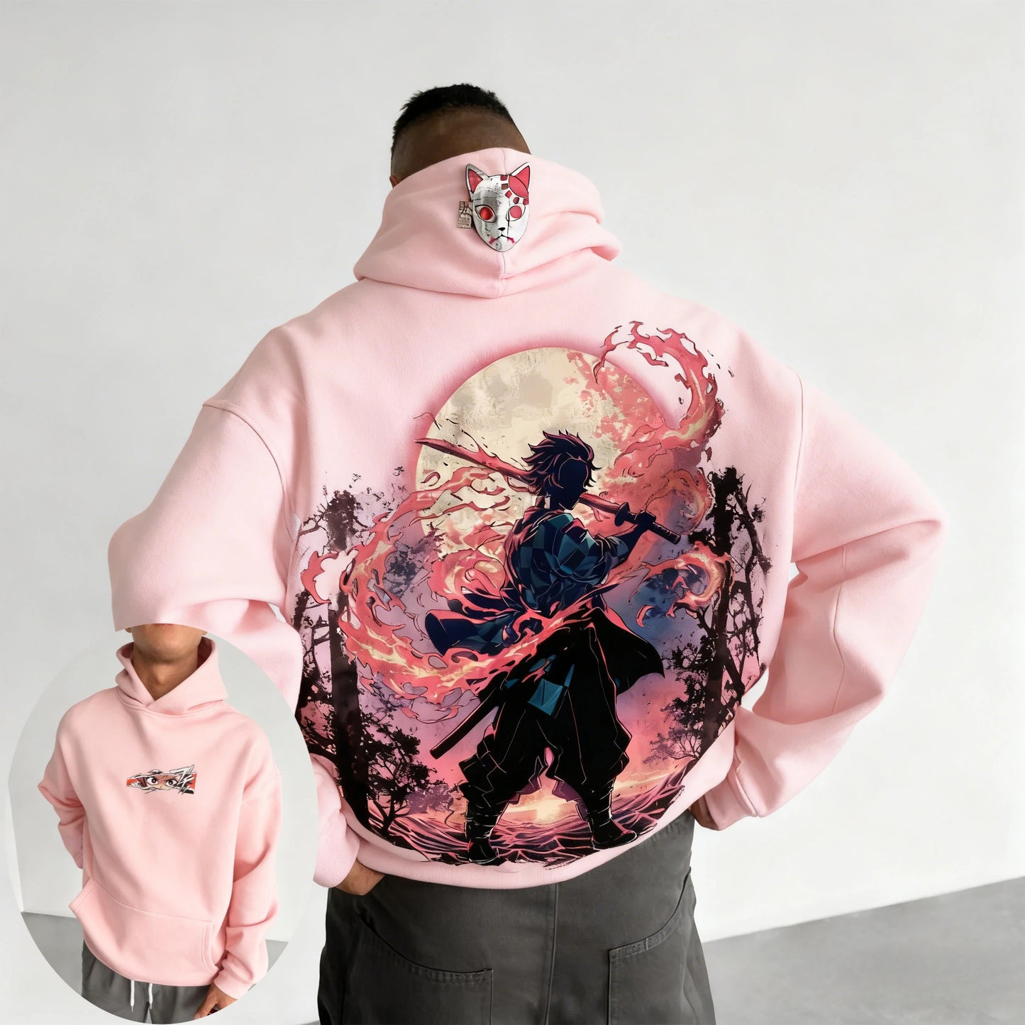 Demon Slayer Men's Hoodie Sweatshirt Kamado Tanjirou Anime Spring Autumn and Winter Boy Warm Long-sleeved Parent-child Outfit