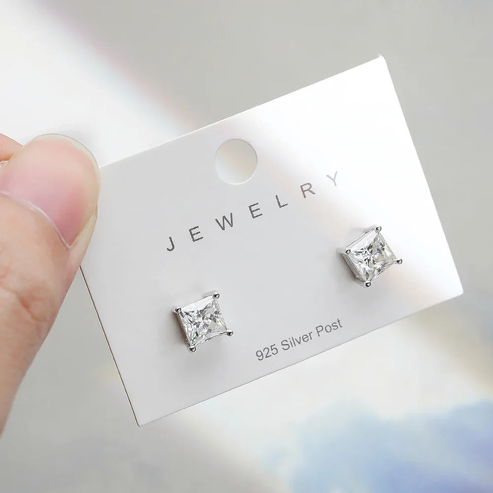Real 1 Carat Princess Cut Moissanite Diamond Stud Earrings for Women Party Fine Jewelry 100% S925 Sterling Silver Earring