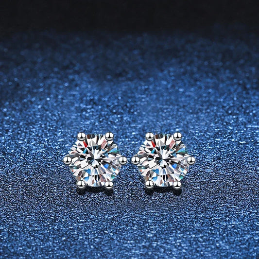 2ct Moissanite Studs Earrings for Women S925 Sterling Silver White Gold Plated Lab Diamond Earring With Certificate