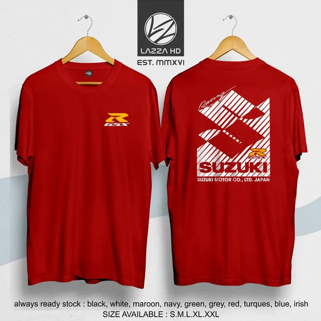 men's racing T-shirt, Suzuki brand logo T-shirt, motorcycle racing clothing, street style cotton T-shirt