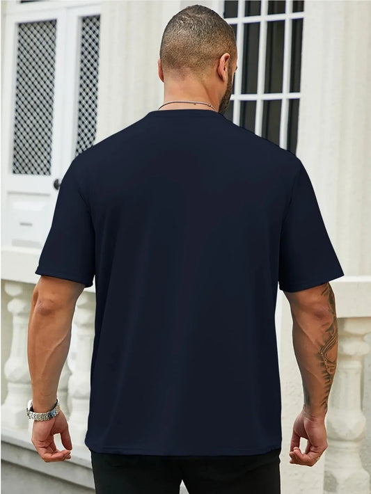 Summer men's 100% Cotton Eagle Logo Printed Sports Tops Casual Fashionable Loose Oversized Round Neck Short Sleeved T-shirt