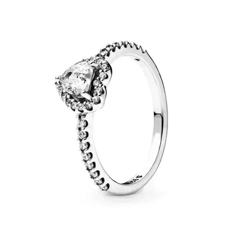 Hot selling 925 sterling silver ring, exquisite luxury, adjustable charm, square circular heart-shaped ring women's jewelry gift