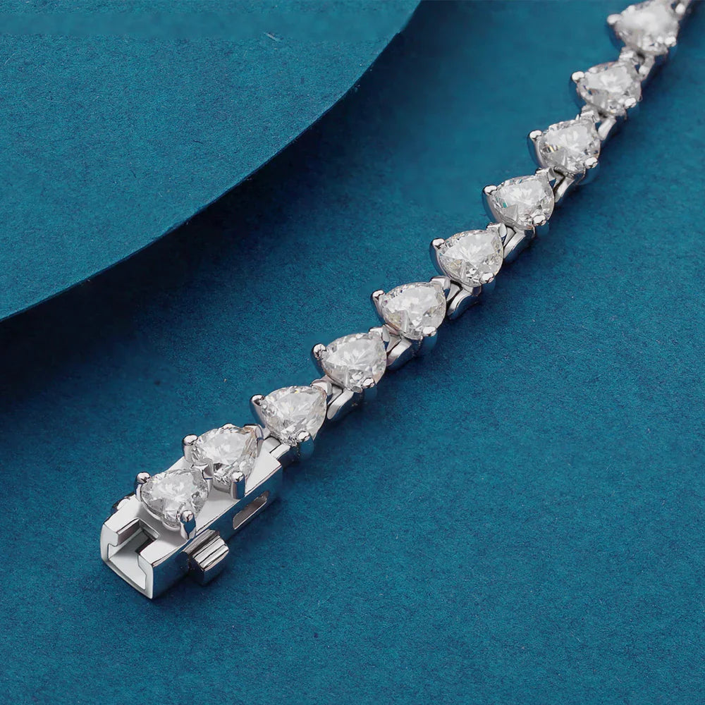 3mm Heart Cut Moissanite Tennis Bracelet for Women Lab Diamond GRA Certified D VVS1 Link Bangle 925 Silver Luxury Jewelry