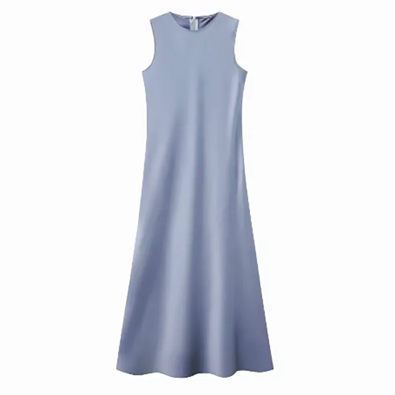 2025 Summer Women fashion Long Dress Elegance Satin Dress Knitted Top Match Set Maxi Floor Length Woman Casual Chic Clothes