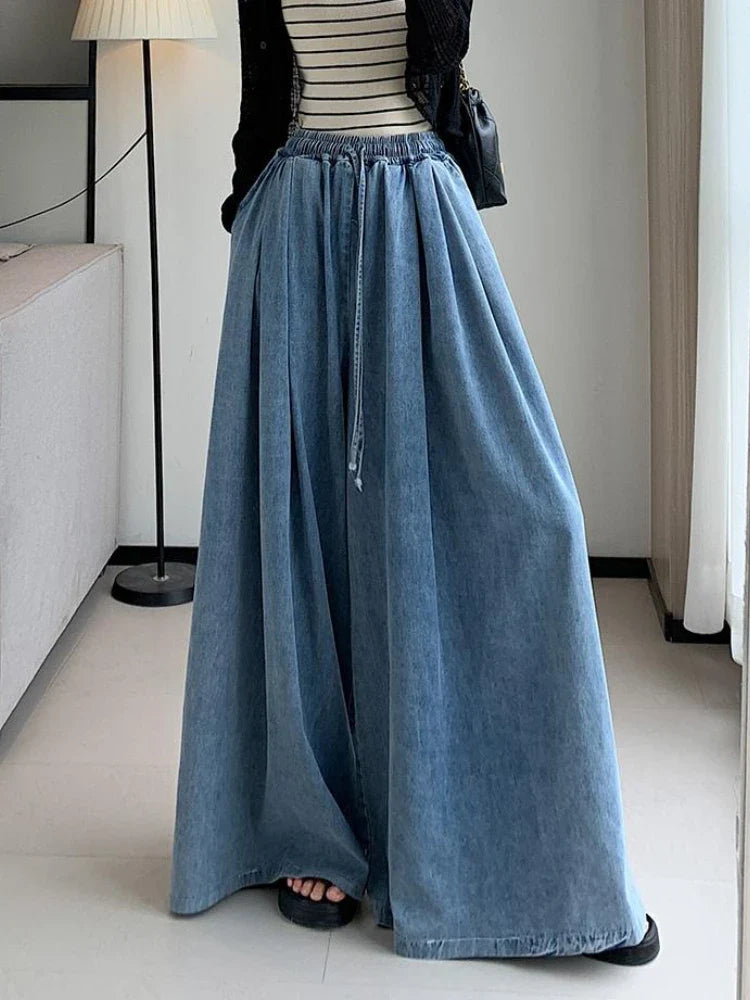 Lace-up Casual Loose Lantern Wide Leg Jeans