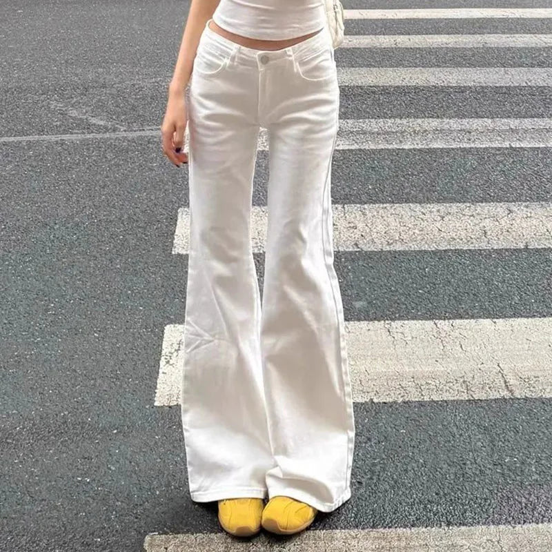 Women Classic Thin Straight Leg Denim Trousers