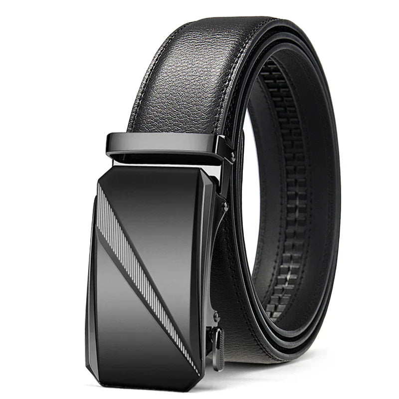 Automatic Buckle Belt for Men, High Quality Genuine Leather Belt, Adjustable Ratchet Belt Fashion Designer Belt Men