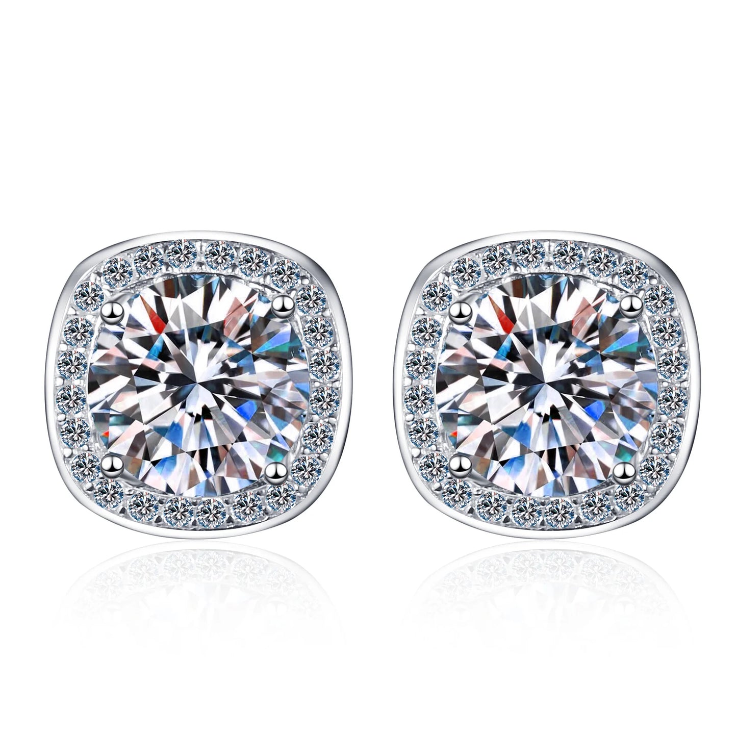 925 Sterling Silver Moissanite Stud Earrings 1-2 ct D VVS1 Lab Diamond with GRA Fine Jewelry Earring For Women