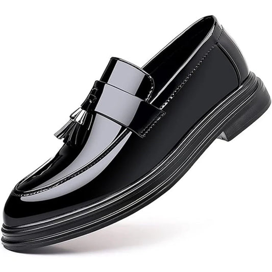 Men's Tassels High Gloss Patent Penny Slip On Loafers Fashion Formal Business Casual Oxford Dress Shoes for Men