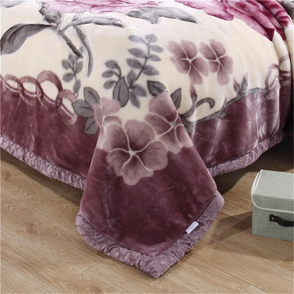 Double Layers Raschel Mink Blankets 6 kilograms Winter Soft Warm Fluffy Weighted Blankets 200*230 Double Blankets