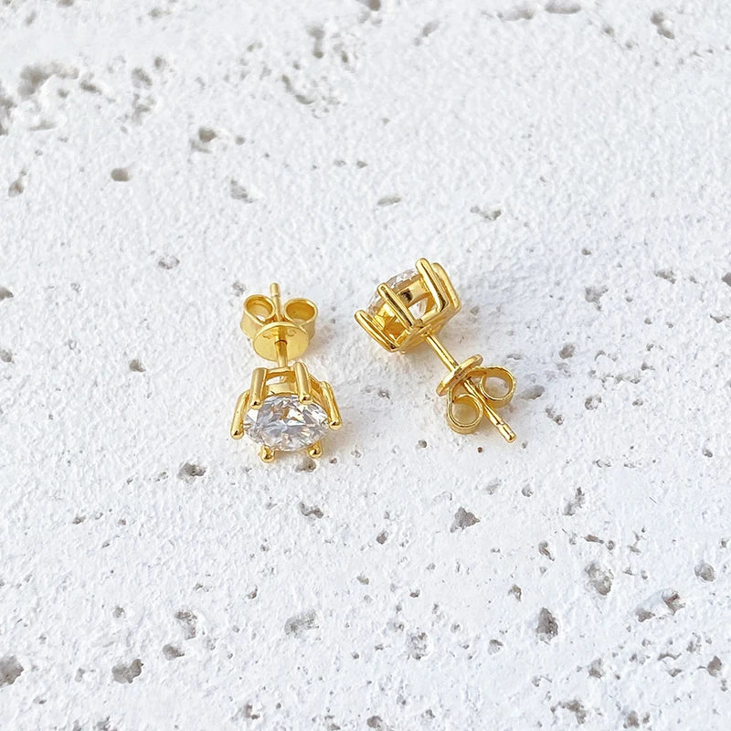 0.2ct - 2ct Sparkling Moissanite Earrings S925 Silver with White Yellow Gold Plated Wedding Party Studs Earring For Women