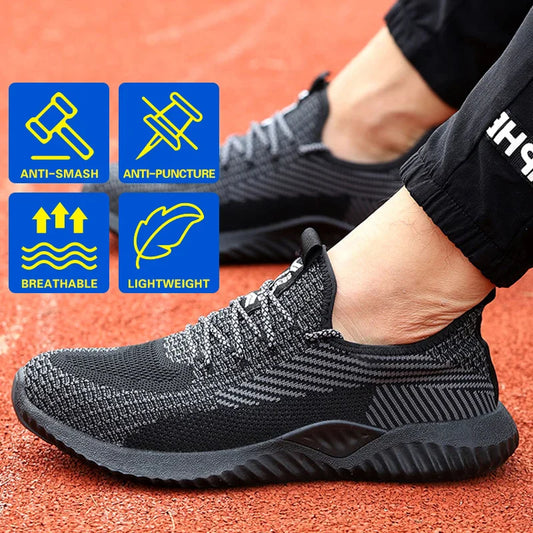 Safety shoes, breathable lightweight work shoes, puncture-resistant and smash-proof protective shoes, steel-toe shoes
