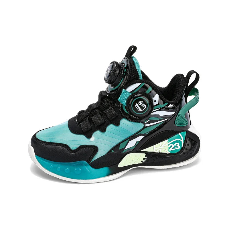 Children‘s Basketball Shoes Anti-slip Basketball Trainers Kids Outdoor Cushioned Sneakers Breathable Ankle Support Athletic Shoe