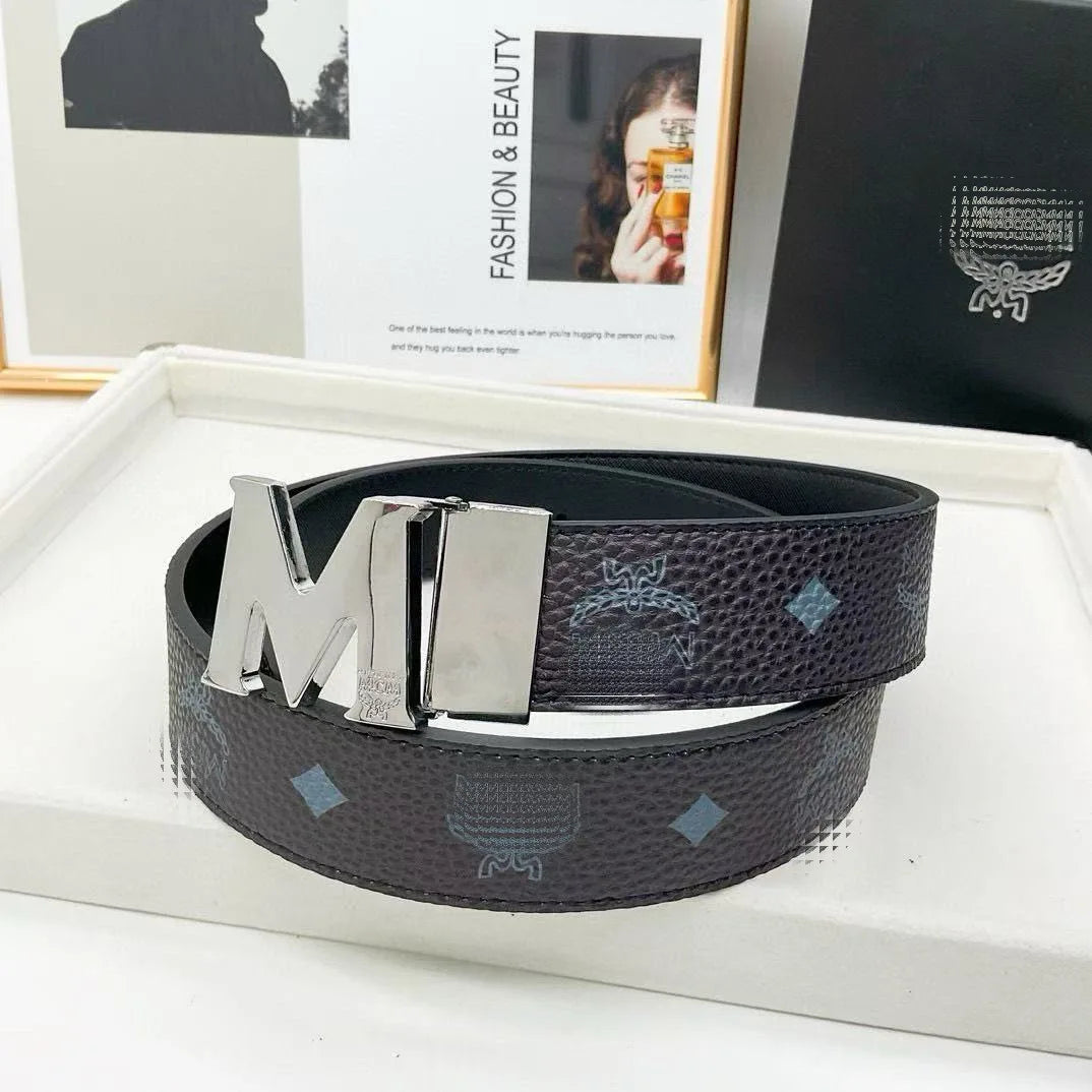 Classic Men's Belt Pure Cowhide Durable Fashionable Business Casual Alloy Buckle Hole Punching for Middle-aged And Young
