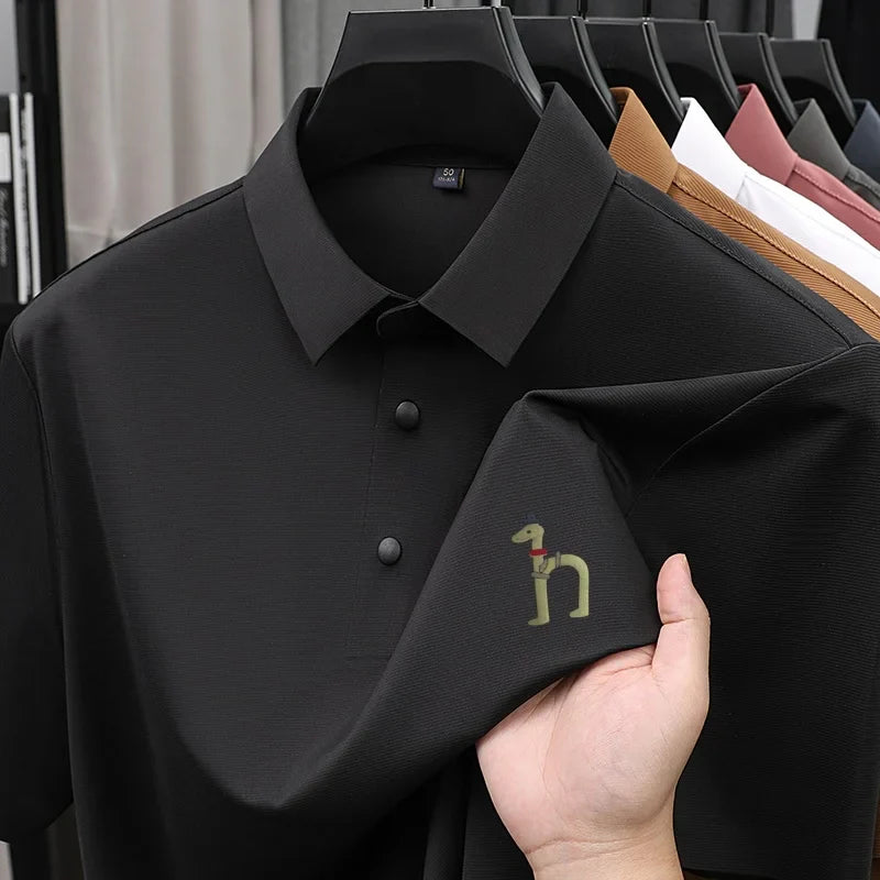 Luxury Brand Men's Polo Shirt New Lapel Print Short Sleeve T-Shirt Summer Breathable Skin Friendly Casual Business Mens Clothing