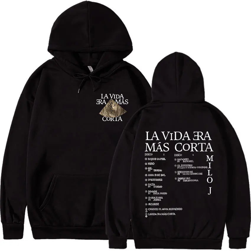 Rapper Milo J 166 Tour 2025 Album Graphic Hoodie Men Hip Hop Gothic Long Sleeve Sweatshirts Vintage Oversized Hoodies Streetwear
