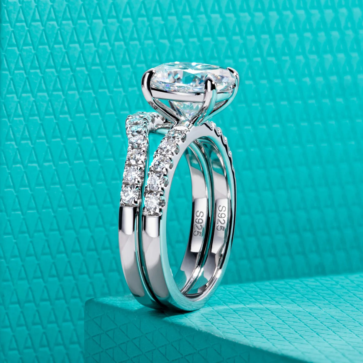 3ct (Total 3.64ct) Oval Cut D Color Moissanite Bridal Ring Set Wedding Band Silver Rings With Cer Jewelry Wholesale