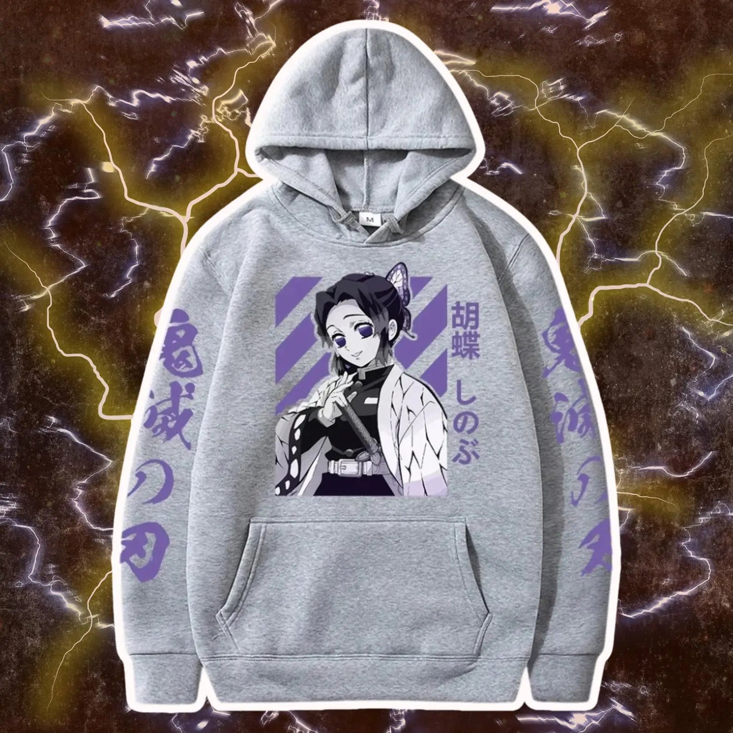 Demon Slayer Shinobu Kochou Hoodie, Anime Graphic Pullover Sweatshirt, Harajuku Loose Streetwear Top Men Women 2026 New Arrivals