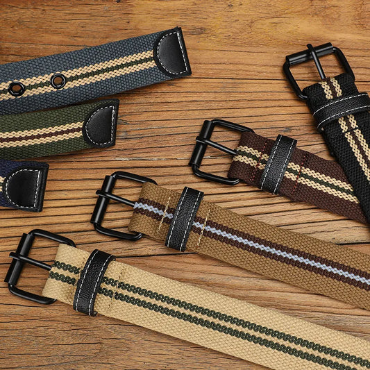 Extended canvas belt, suitable for men's and women's casual workwear, vintage belts, and jeans belts for students and young peop
