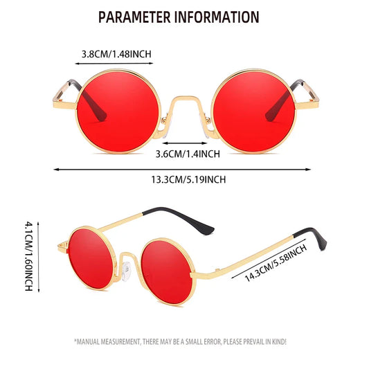 Fashion Retro Round Hippie Sunglasses for Women Men Trendy Punk Disco Party Glasses Circle Metal UV Protection Sunglasses